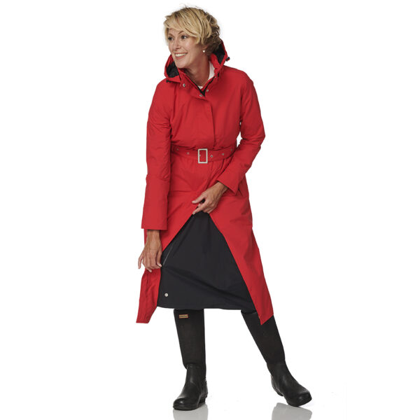 Lange Regenjas Dames Rood Montreal Happy Rainy Days Front Zipper