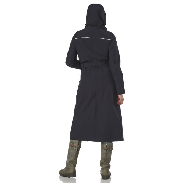 Lange Regenjas Dames Blue Graphite Montreal Happy Rainy Days Back Hood