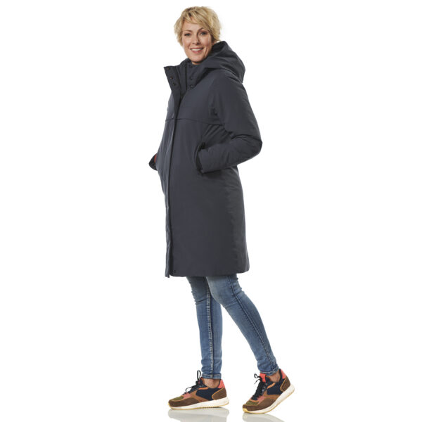 Winterjas Boston steel blue zij dicht happy rainy days
