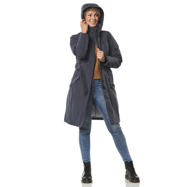 Winterjas Calcary steel blue voor capuchon happy rainy days