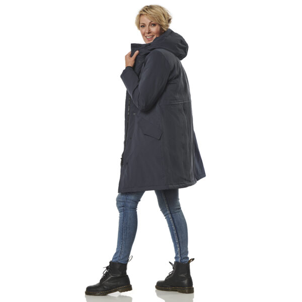 Winterjas Orlando steel blue zij open happy rainy days